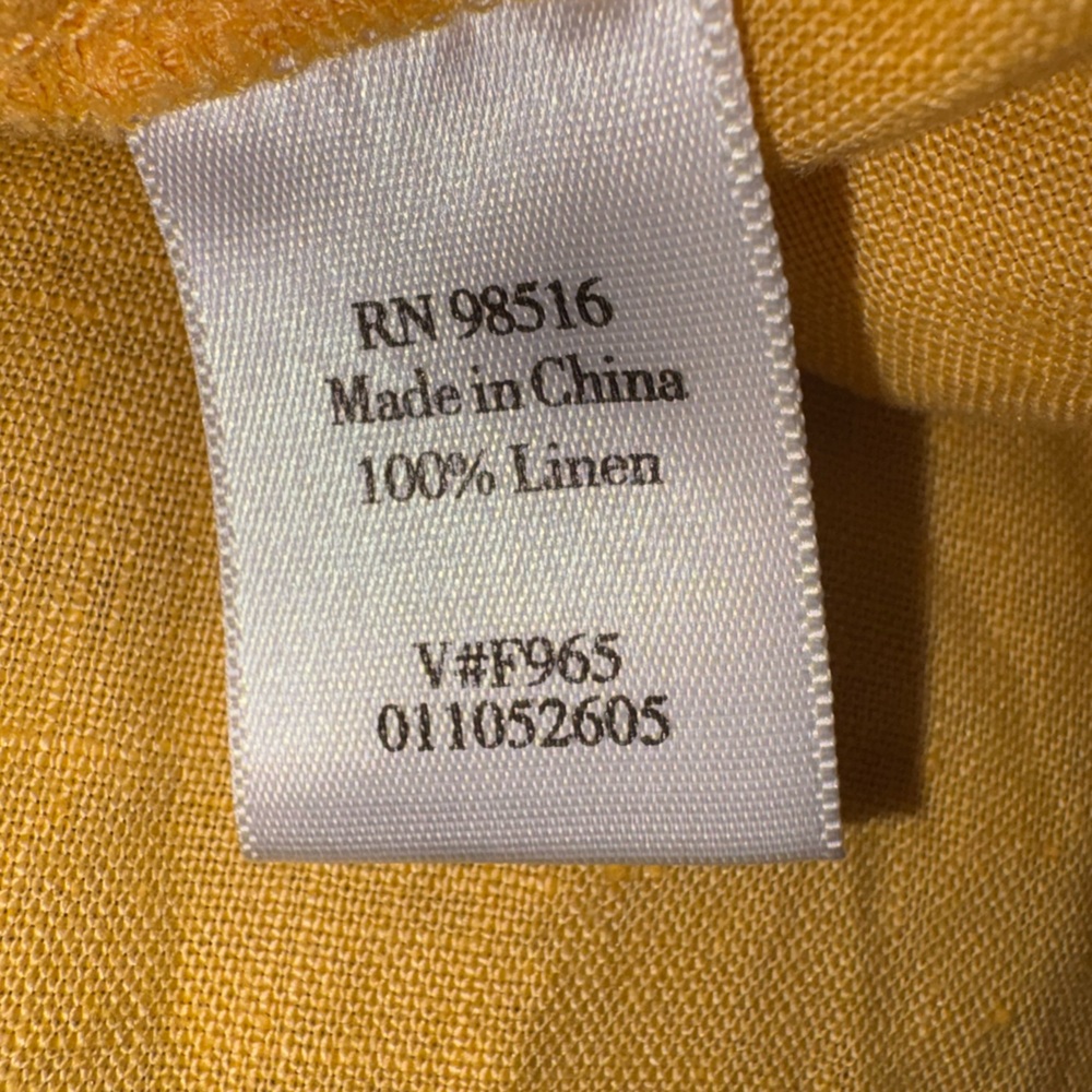 Coldwater Creek 100% Linen Tunic Top Yellow Petite Small PS Pocket Lightweight - Picture 10 of 12